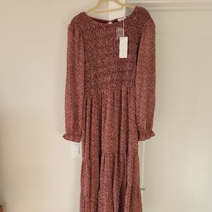 Lush clothing, Sylvie Floral Shirred Midi Dress - Extra Large